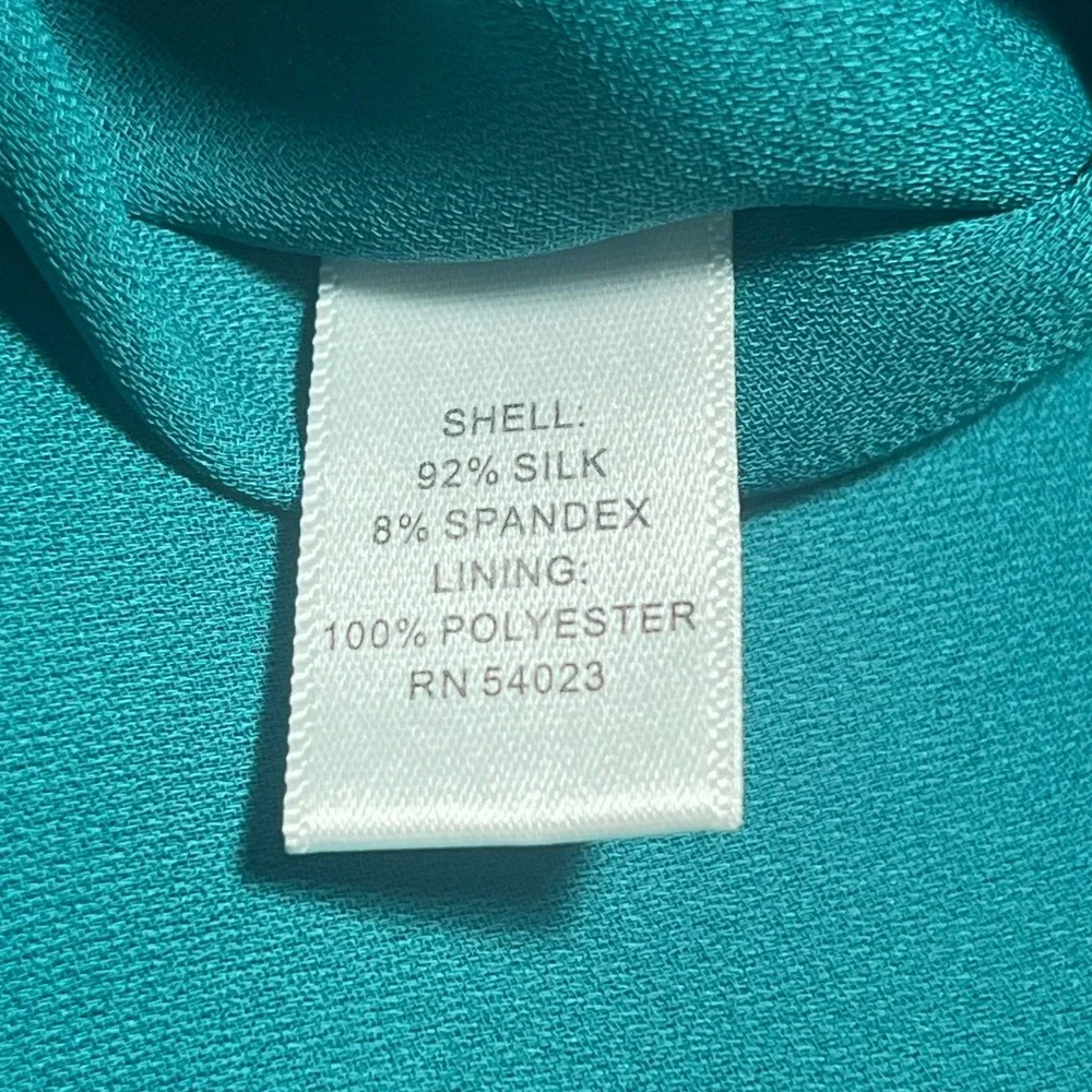 Banana Republic Teal Silk Blend Maxi Dress V-Neck Empire Waist Tall Size 12 - Picture 4 of 11